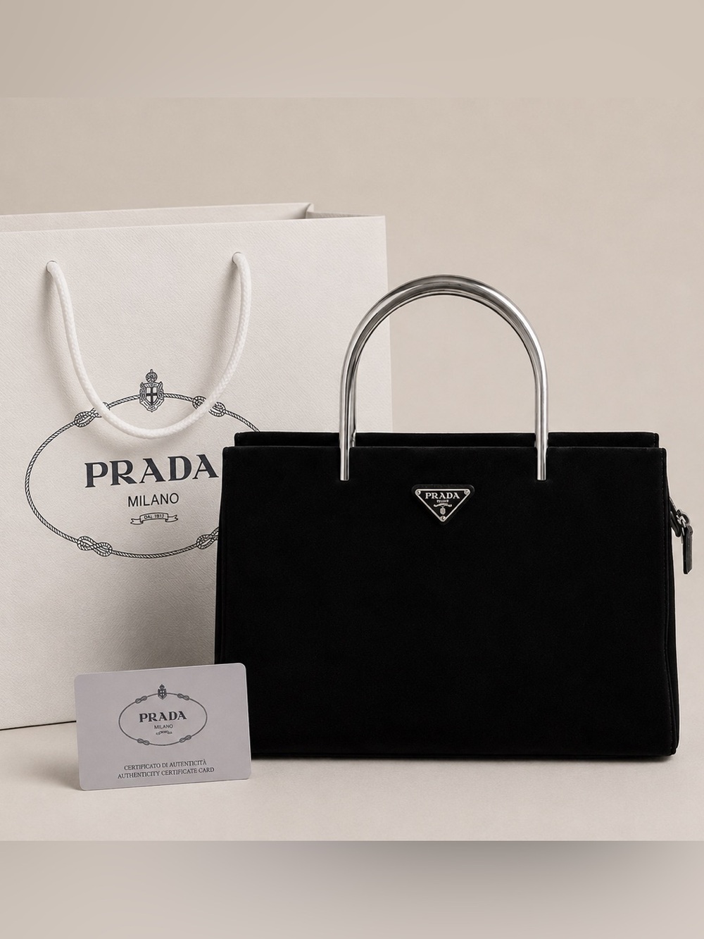 AUTHENTIC PRADA Metal nylon Handle Bag VINTAGE - Picture 1 of 16